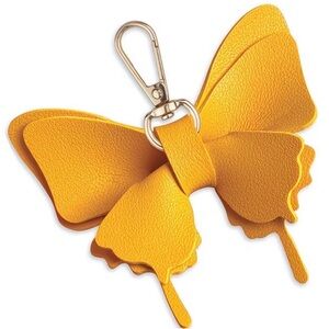 NEW Yellow Butterfly Faux Leather Keychain